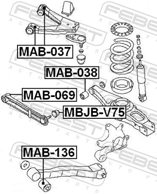 MAB136 Febest Сайлентблок задней тяги