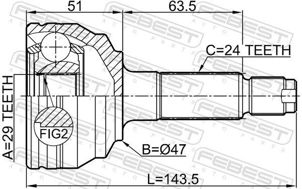 0910M412 Febest Наружная граната