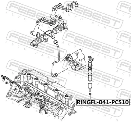 RINGFL041PCS10 Febest Кольцо форсунки инжектора посадочное