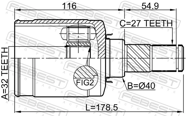 0211L33LH Febest Граната внутренняя передняя левая