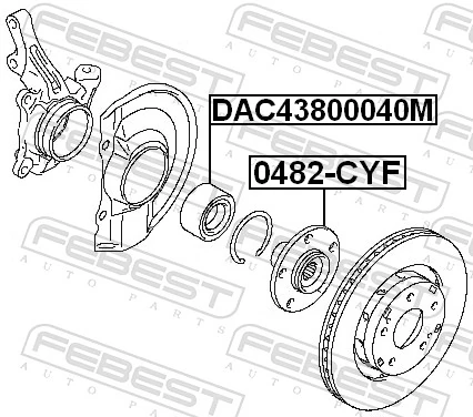 DAC43800040M Febest Подшипник ступицы передней