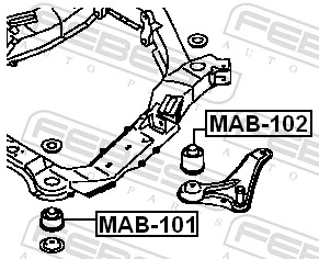 Сайлентблоки передней балки на Mitsubishi Space Wagon III N8, N9