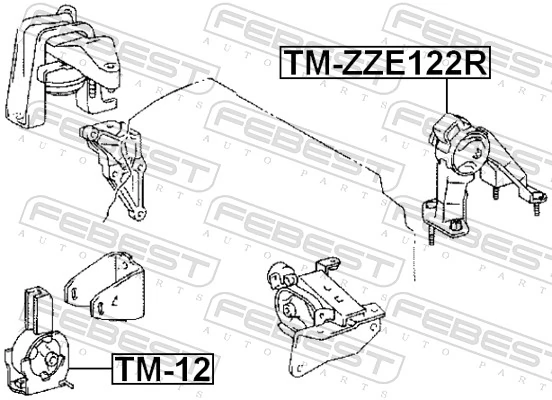 Coxim (suporte) traseiro de motor Toyota Corolla  E12