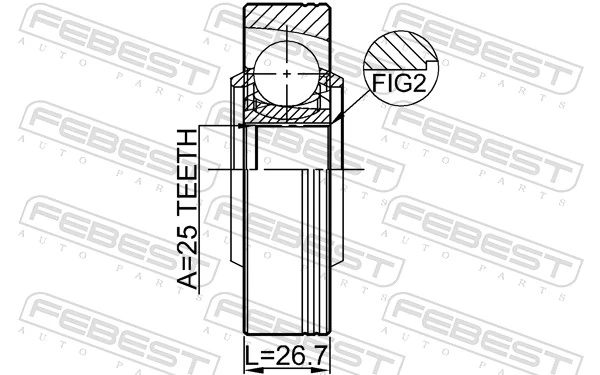 1911X1SHAR Febest ШРУС внутренний, задний