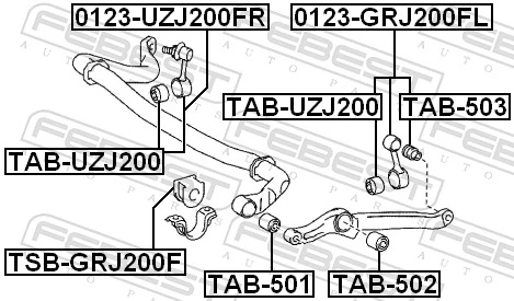 TAB502 Febest Сайлентблок радиального рычага (передней подвески)