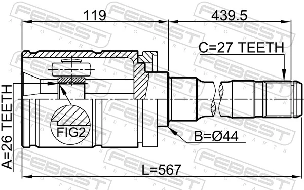1911E53RH Febest ШРУС внутренний, передний