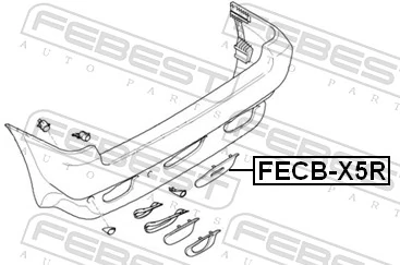 FECBX5R Febest Заглушка бампера буксировочного крюка задняя