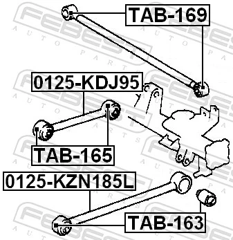 TAB165 Febest Сайлентблок заднего продольного верхнего рычага