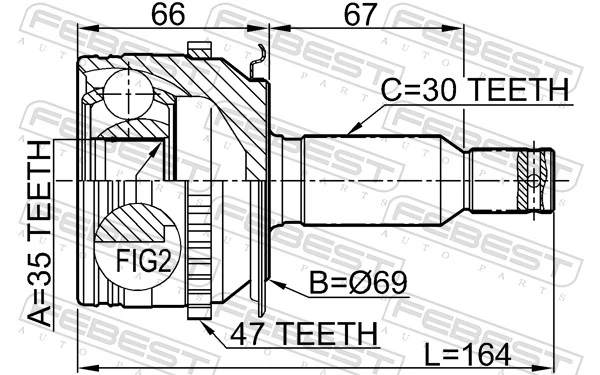 0410KB4A47 Febest Наружная граната