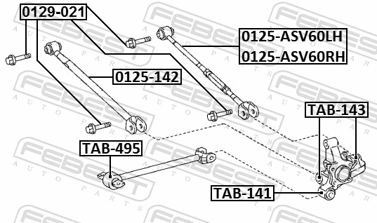 0125ASV60LH Febest Поперечная тяга задней подвески