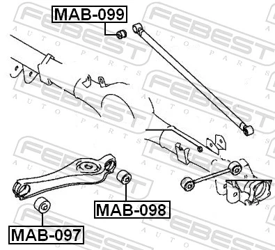 MAB097 Febest Сайлентблоки продольных рычагов передней подвески