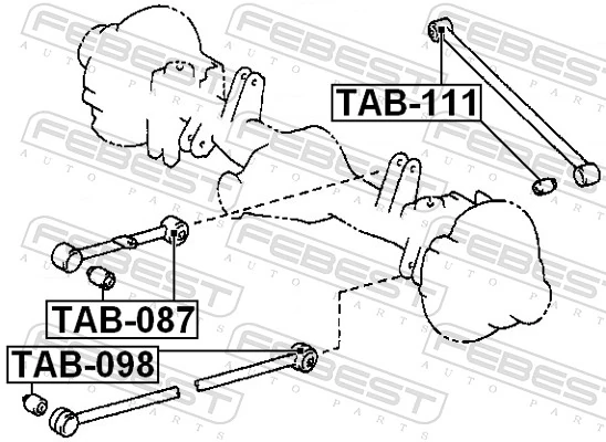 TAB087 Febest Сайлентблок заднего продольного верхнего рычага