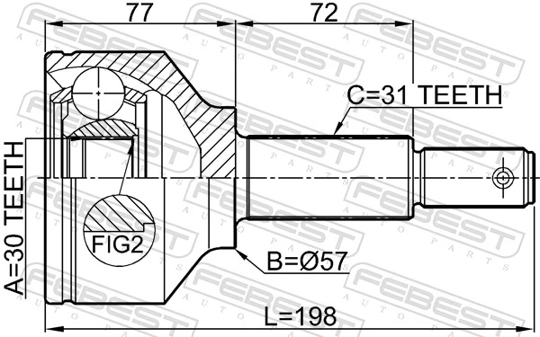 2110TTF330 Febest Наружная граната