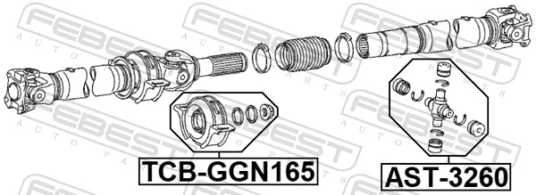 TCBGGN165 Febest Подвесной подшипник кардана