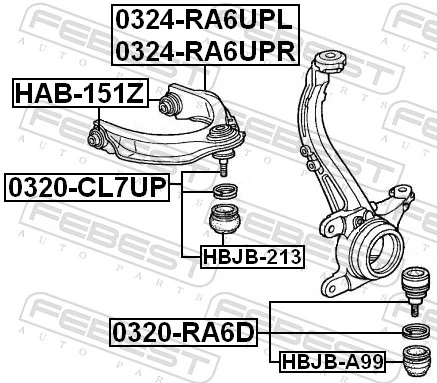 HAB151Z Febest Сайлентблок верхней передней подвески