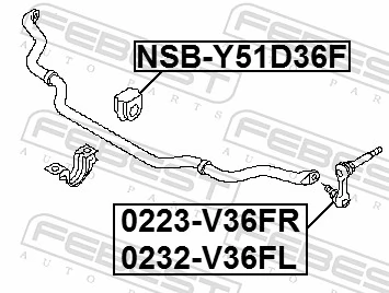 NSBY51D36F Febest Разрезная втулка стабилизатора