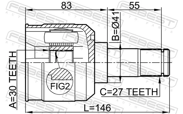 0411CS9MTRH Febest ШРУС внутренний, передний