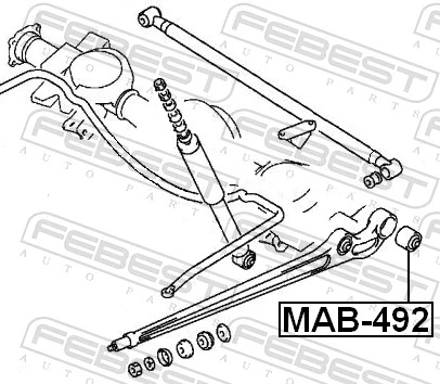 MAB492 Febest Сайлентблок заднего продольного рычага, задний