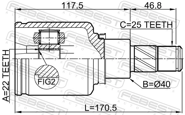 0211F15LH Febest Граната внутренняя передняя левая