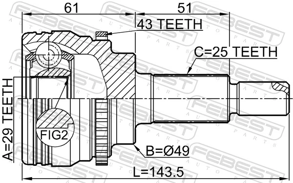 0710RS413A43 Febest Наружная граната