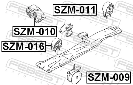 SZM016 Febest Подушка передней опоры двигателя