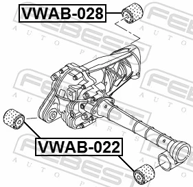 VWAB028 Febest Сайлентблок (подушка) редуктора переднего моста задний