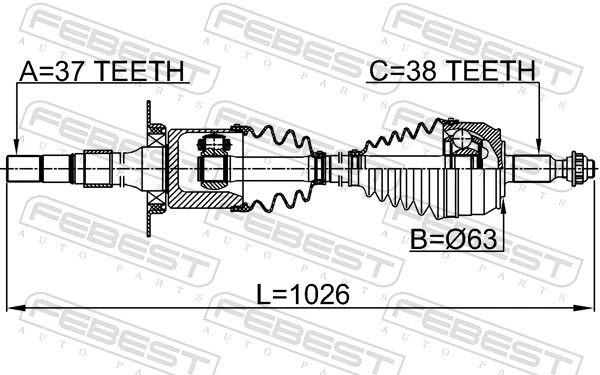 23147ERH Febest Полуось передняя, правая