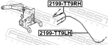 2199TT9RH Febest Трос ручного тормоза задний, правый