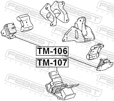 TM107 Febest Задняя подушка двигателя