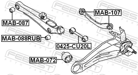 MAB088RUB Febest Сайлентблок заднего поперечного рычага, наружный