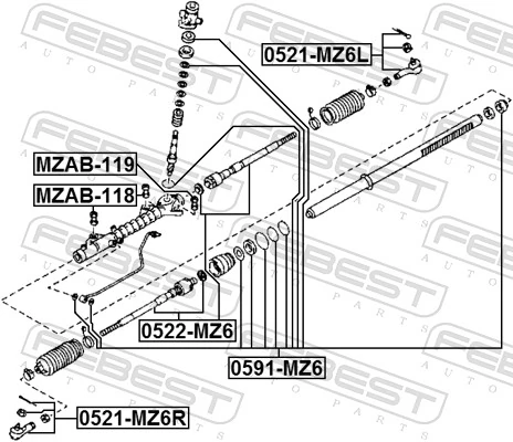 MZAB119 Febest Сайлентблок крепления рулевой рейки
