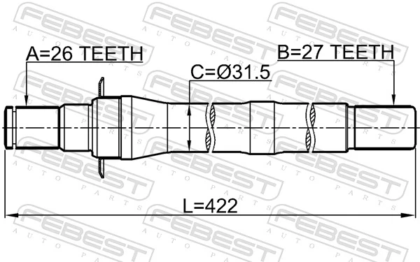 1212IX35AT4WD Febest Приводной вал промежуточный