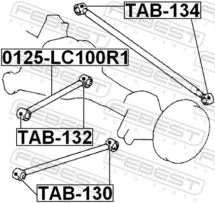 TAB130 Febest Сайлентблок задней продольной тяги