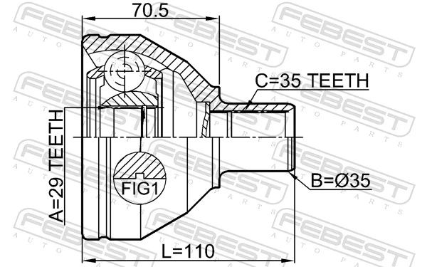 2711XC90LH Febest Граната внутренняя передняя левая