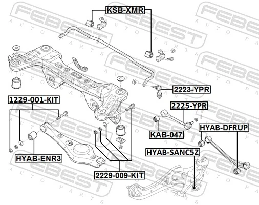 2225YPR Febest Диагональный рычаг