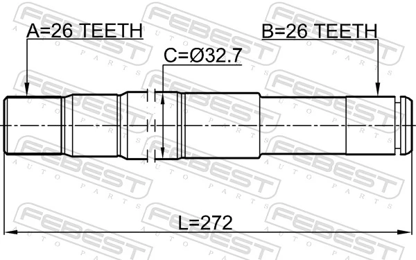 1412REXRH Febest Полуось передняя, правая