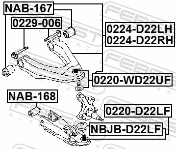 0229006 Febest Болт переднего рычага, верхнего