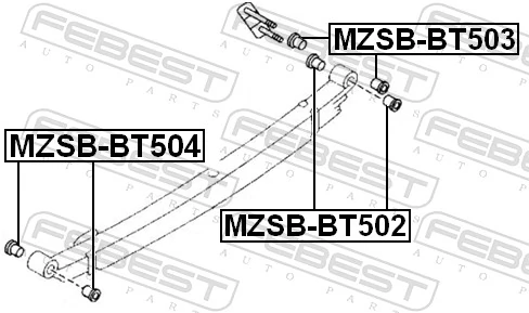 MZSBBT504 Febest Сайлентблок задней рессоры, передний