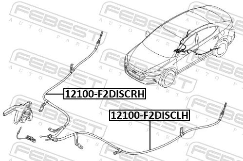 12100F2DISCLH Febest Трос ручного тормоза