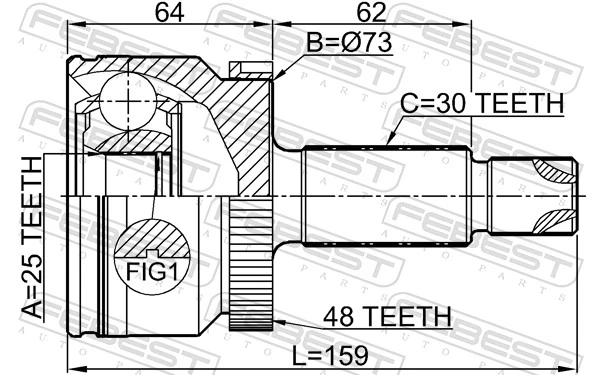 1210IX35D7A48 Febest Наружная граната