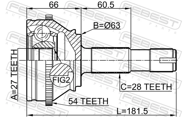 2810DUCA54 Febest Наружная граната