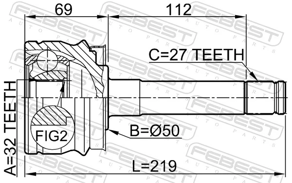 0210R20 Febest Наружная граната