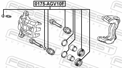 0175AGV10F Febest Ремкомплект суппорта тормозного, переднего