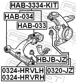 HAB3334KIT Febest Сайлентблок нижнего переднего рычага