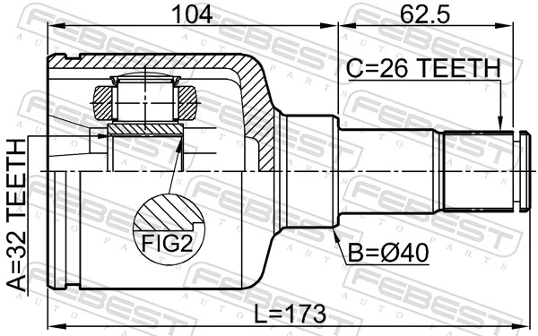 BB6536 Posterparts Граната внутренняя передняя левая