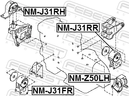 Coxim (suporte) traseiro de motor para Nissan Altima L31 