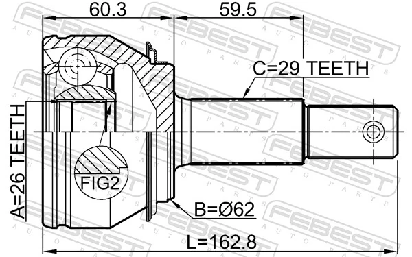 Junta homocinética externa dianteira Nissan Qashqai II J11
