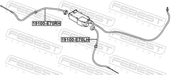 19100E70RH Febest Трос ручного тормоза задний, правый