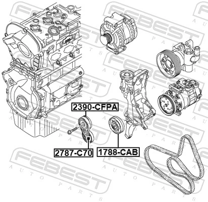 2390CFPA Febest Натяжитель клинового ремня