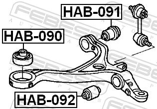 HAB092 Febest Сайлентблок нижнего переднего рычага